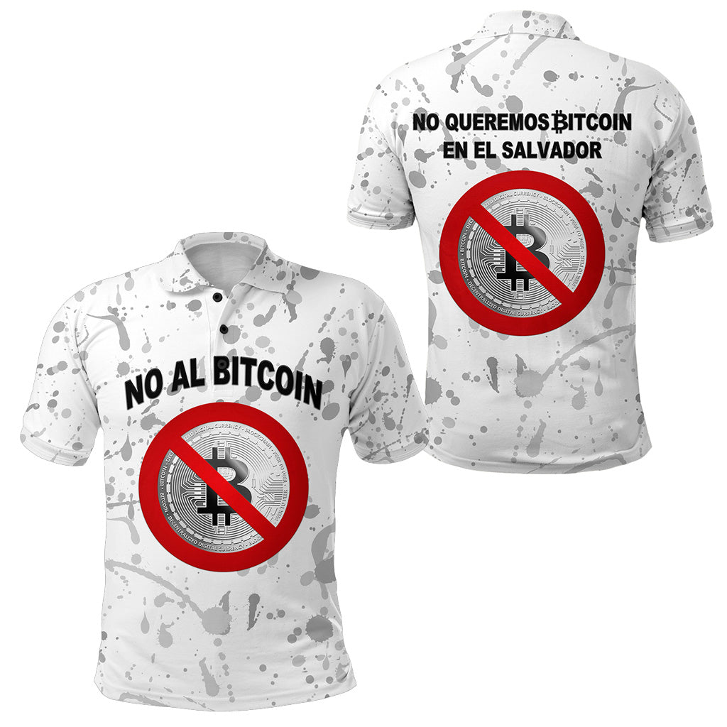 El Salvador Polo Shirt No Al Bitcoin Art Style White LT8 - Wonder Print Shop