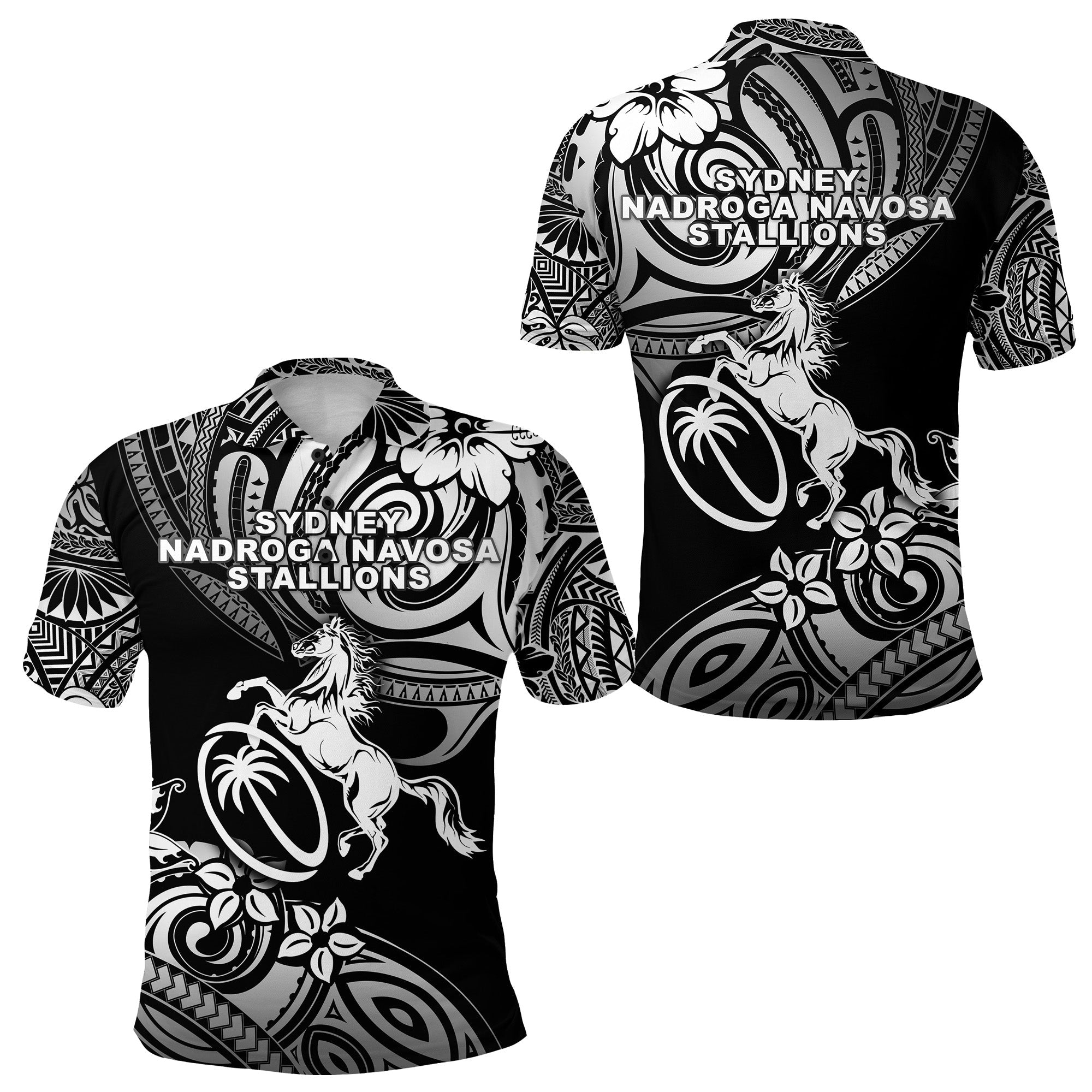 Fiji Rugby Polo Shirt Sydney Nadroga Navosa Stallions Unique Vibes Black LT8 - Wonder Print Shop