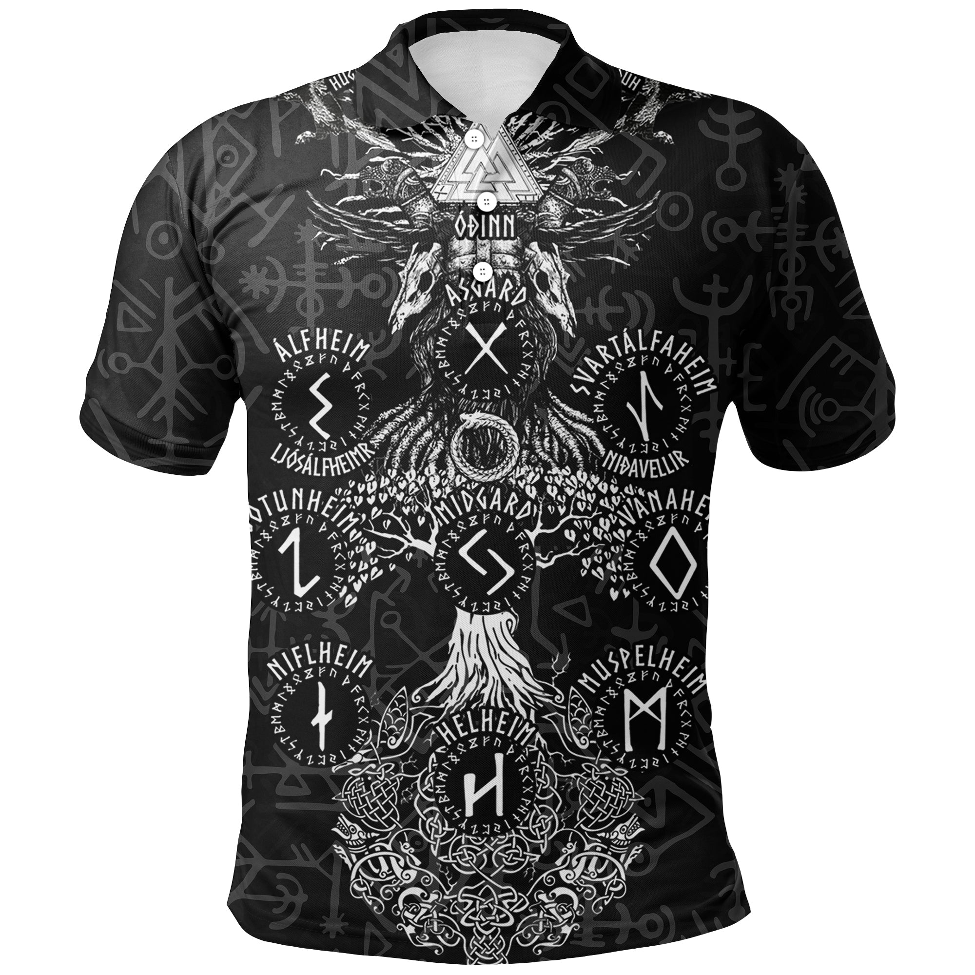 Viking Polo Shirt Odin Tree Runes RLT12 - Wonder Print Shop