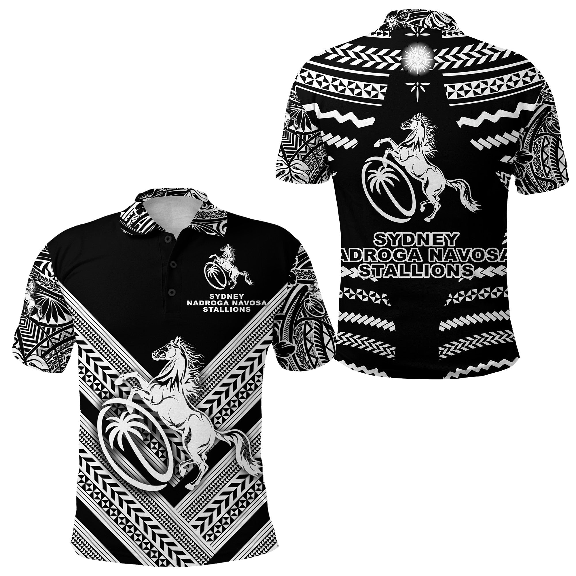 Fiji Rugby Polo Shirt Sydney Nadroga Navosa Stallions Creative Style Black LT8 - Wonder Print Shop