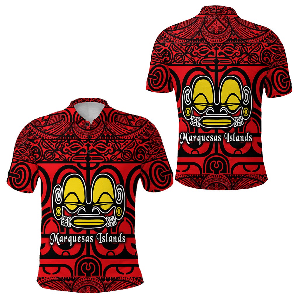 Marquesas Islands Polo Shirt Marquesan Tattoo Simple Style Red LT8 - Wonder Print Shop