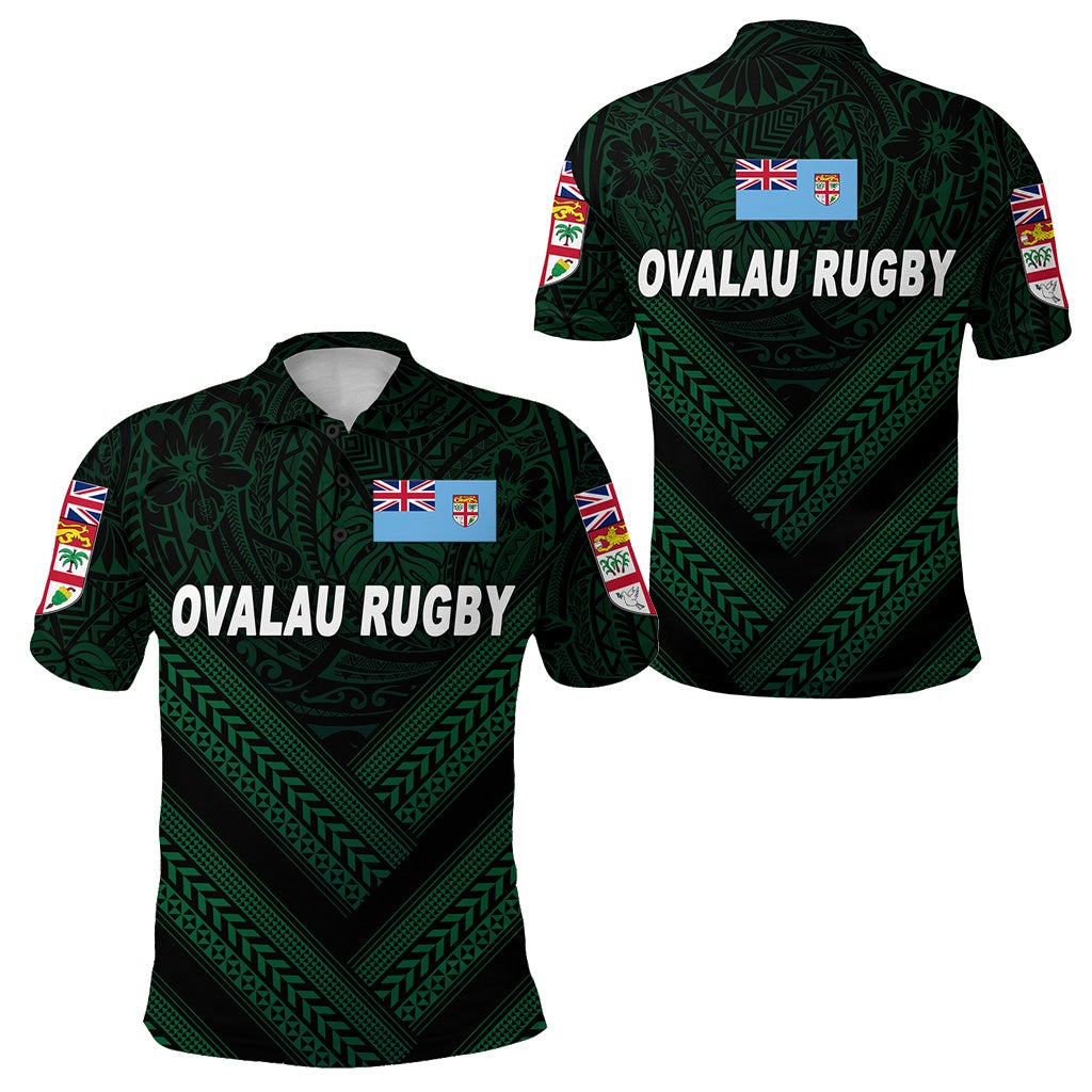 Fiji Ovalau Rugby Polo Shirt Dark Green Style LT8 - Wonder Print Shop