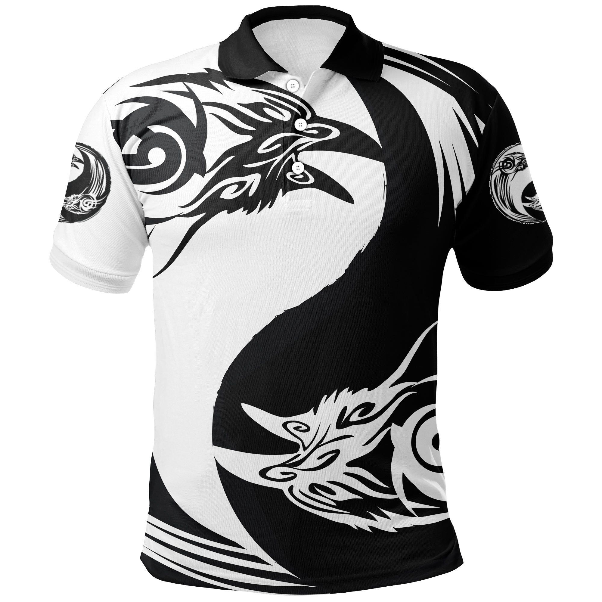 Viking Polo Shirt Ying Yang Raven RLT12 - Wonder Print Shop