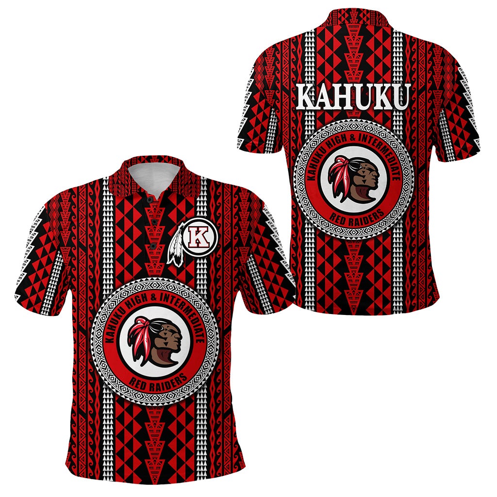 Hawaii Kahuku School Polo Shirt Red Raiders Simple Style LT8 - Wonder Print Shop