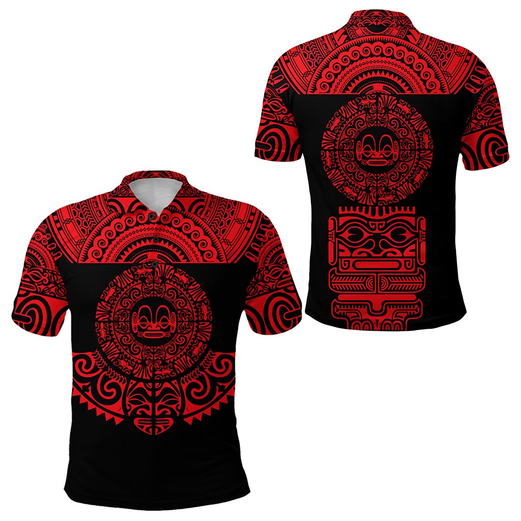 Marquesas Islands Polo Shirt Marquesan Tattoo Simplified Version Red LT8 - Wonder Print Shop