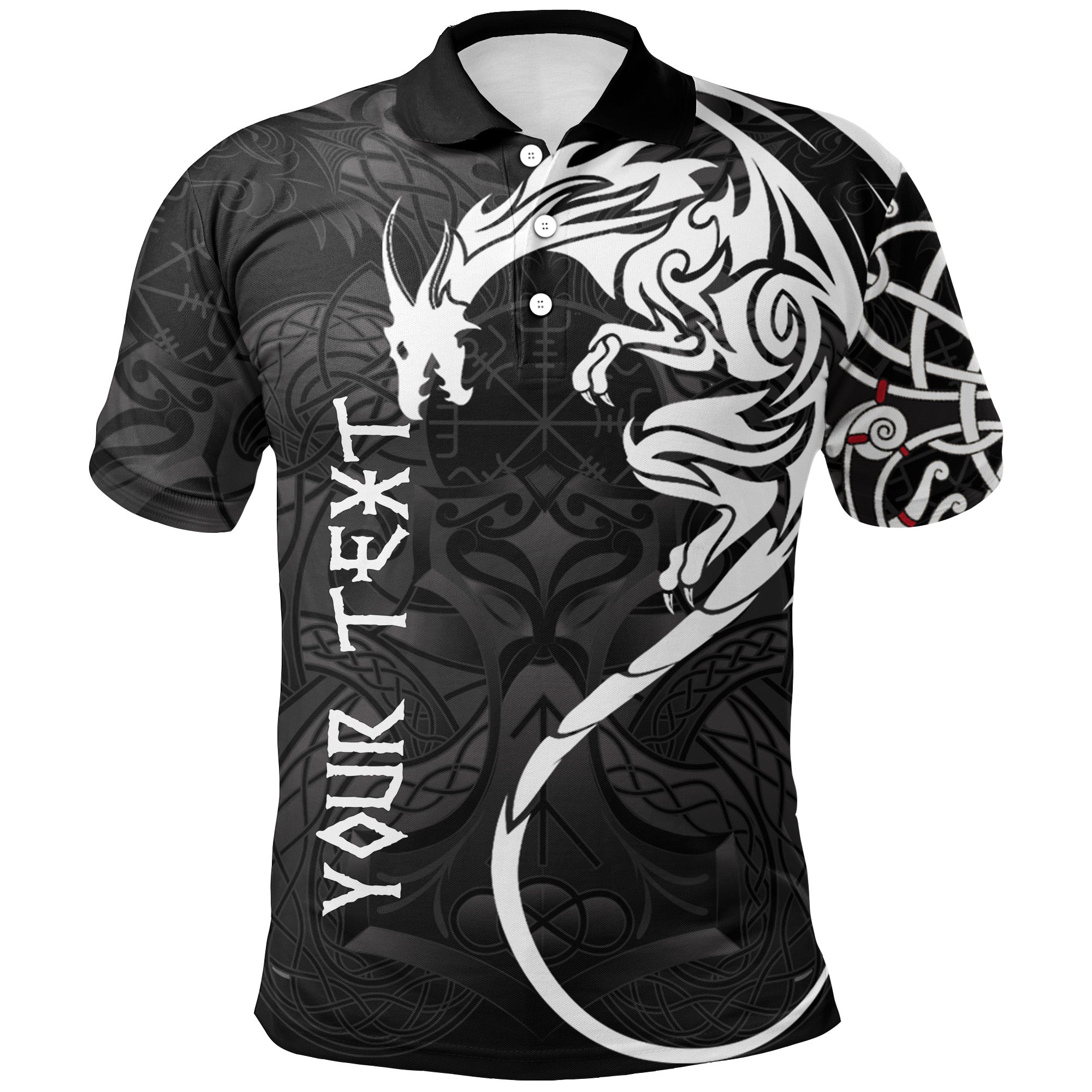 Custom Viking Polo Shirt Dragon Tattoo RLT12 - Wonder Print Shop