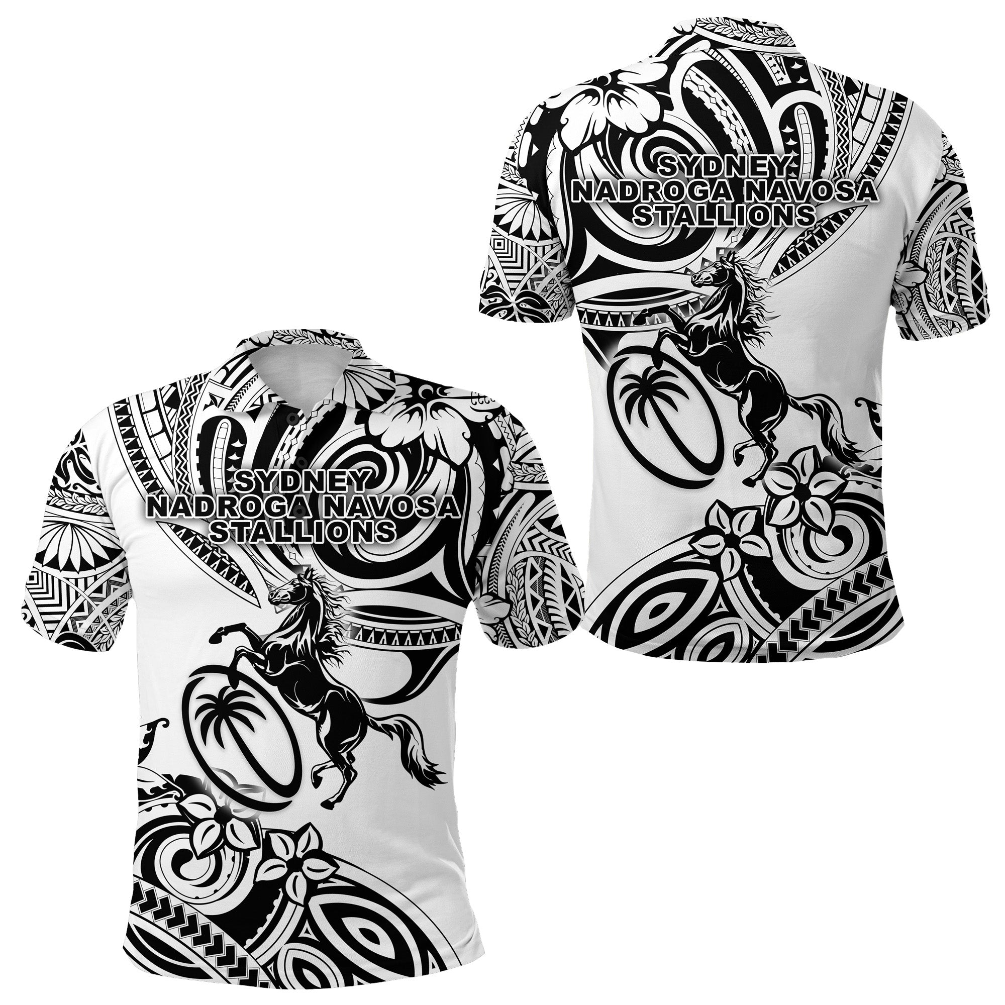 Fiji Rugby Polo Shirt Sydney Nadroga Navosa Stallions Unique Vibes White LT8 - Wonder Print Shop