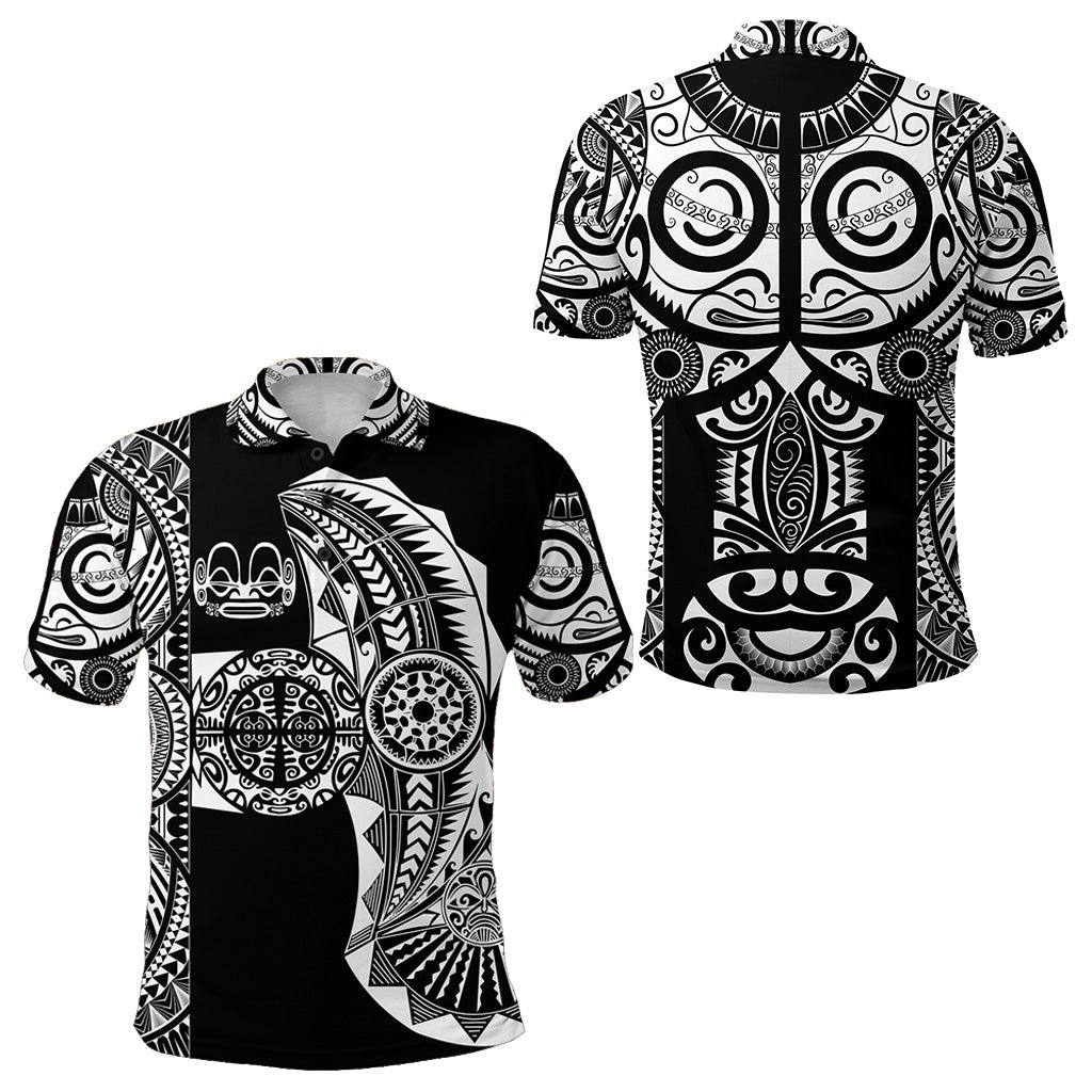 Marquesas Islands Polo Shirt Marquesan Tattoo Original Style Black LT8 - Wonder Print Shop