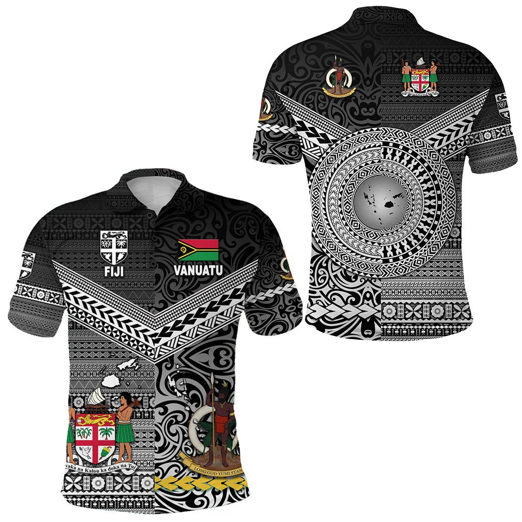 Vanuatu Fiji Polo Shirt Together Black LT8 - Wonder Print Shop