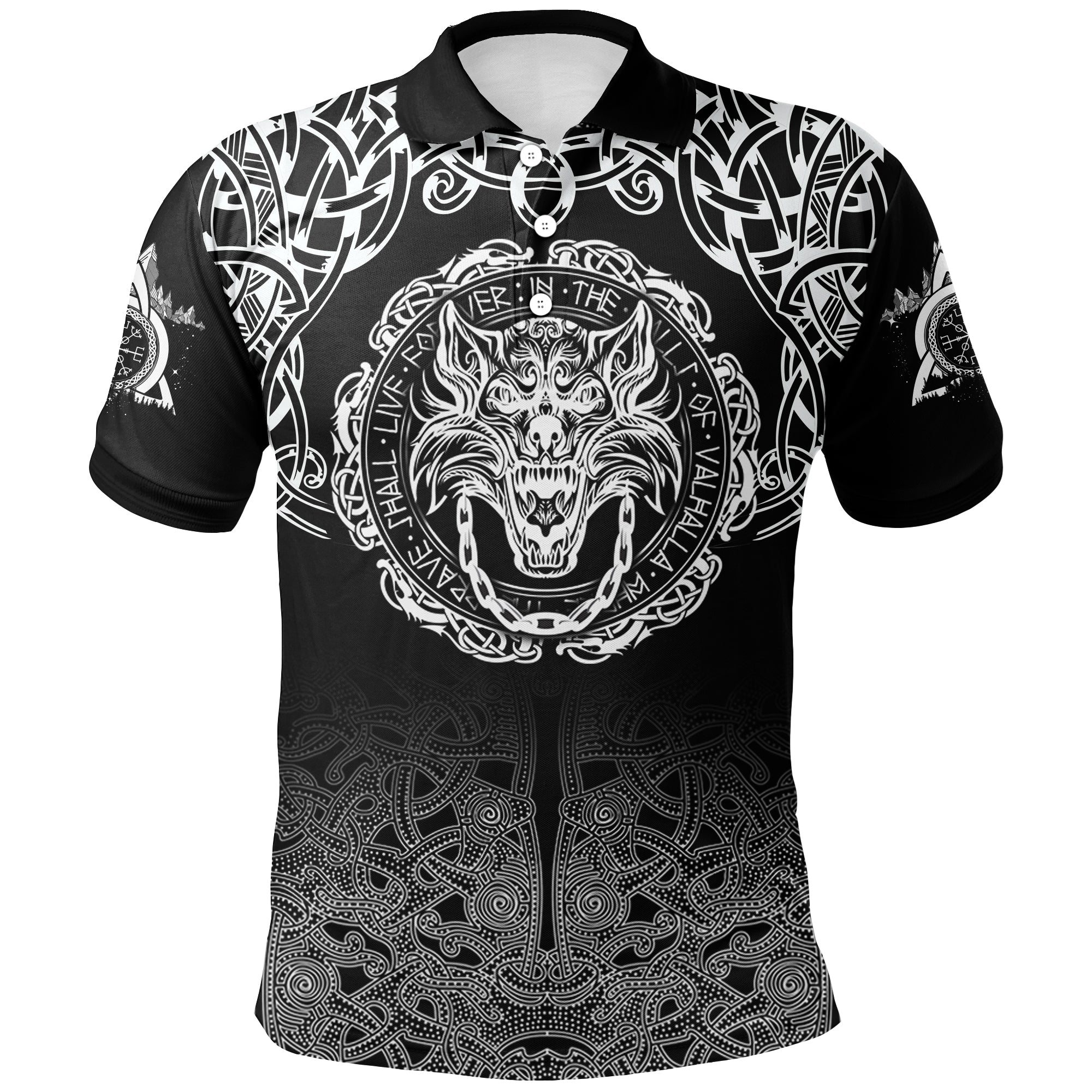 Fenrir Valhalla Polo Shirt Ornate Pattern 1 RLT12 - Wonder Print Shop