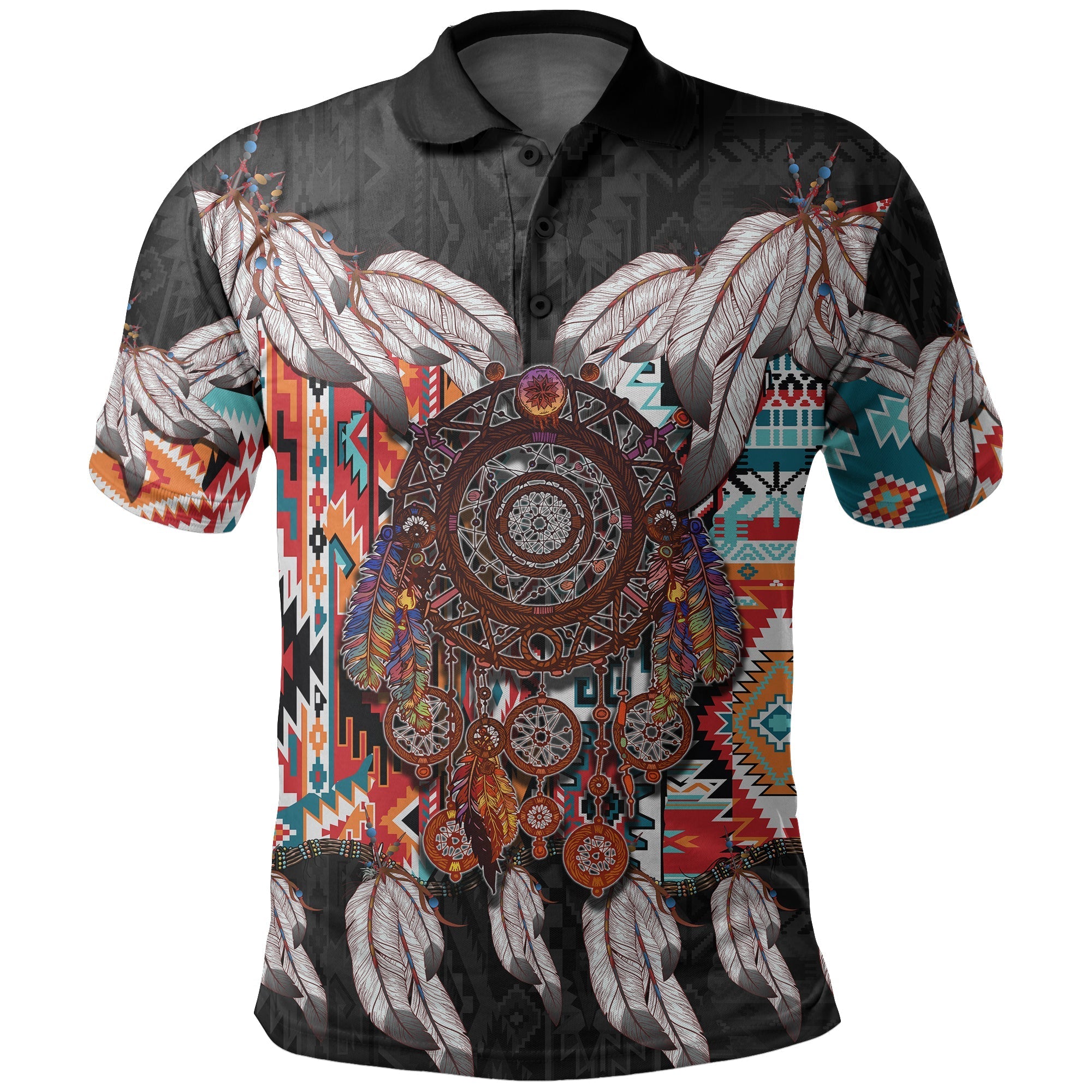 Custom Native American Polo Shirt Native Patterns Dreamcatcher LT6 - Wonder Print Shop