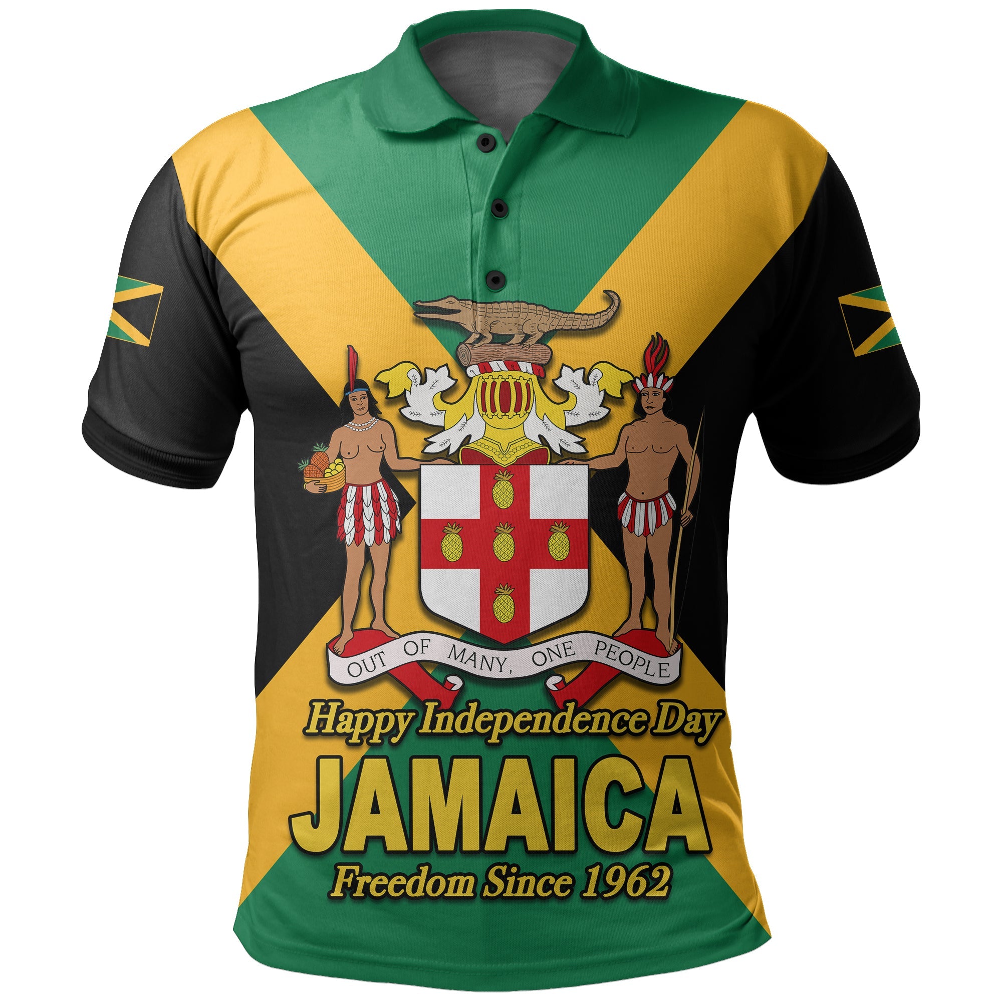 Jamaica Polo Shirt Independence Day Coat Of Arms LT6 - Wonder Print Shop