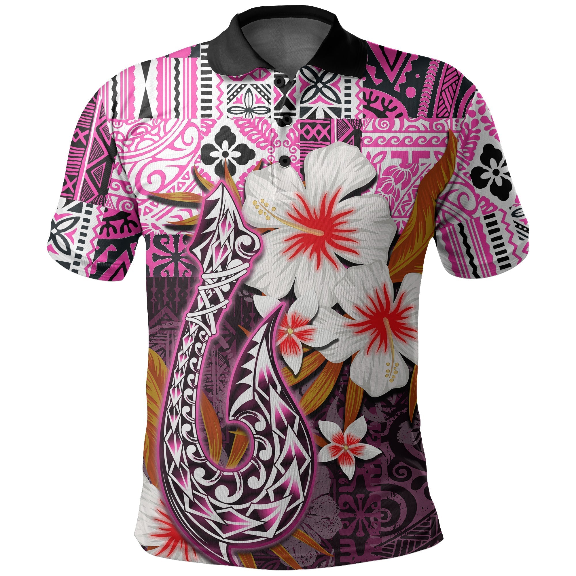 custom-personalised-hawaii-fish-hook-polo-shirt-pink-style