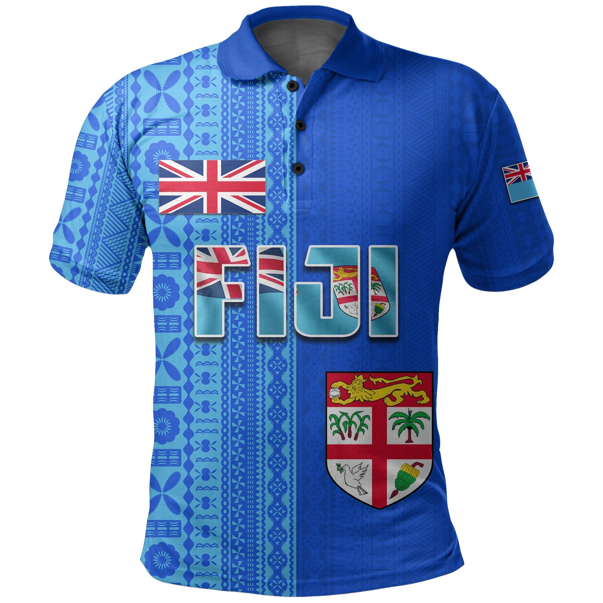 Fiji Constitution Day Half Tapa Patterns Polo Shirt LT6 - Wonder Print Shop