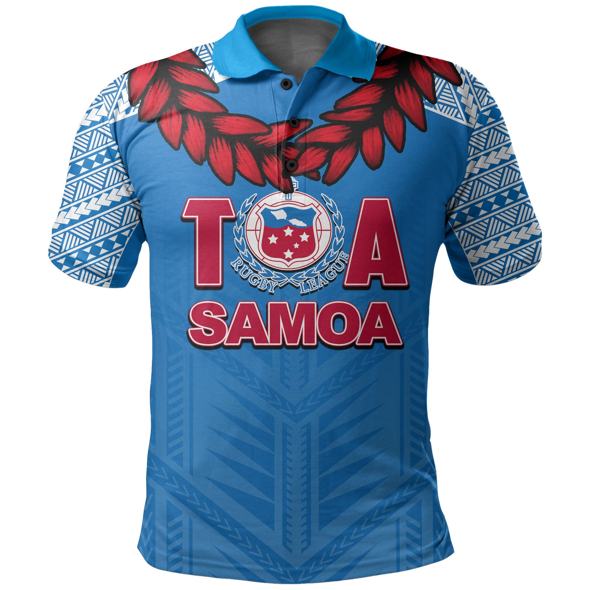 Toa Samoa Ula Fla Rugby Polo Shirt Blue Sky Jersey 2022 LT6 - Wonder Print Shop