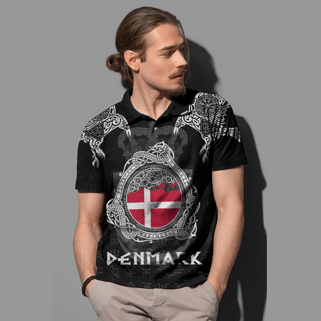 Viking Denmark Style Double Raven of Odin Polo Shirt RLT12 - Wonder Print Shop