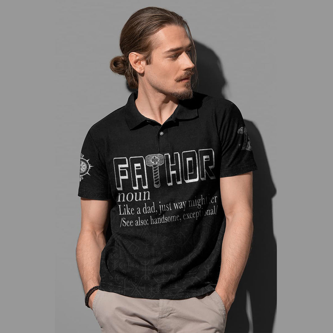 Custom Fathor with Mjolnir Viking Polo Shirt RLT12 - Wonder Print Shop