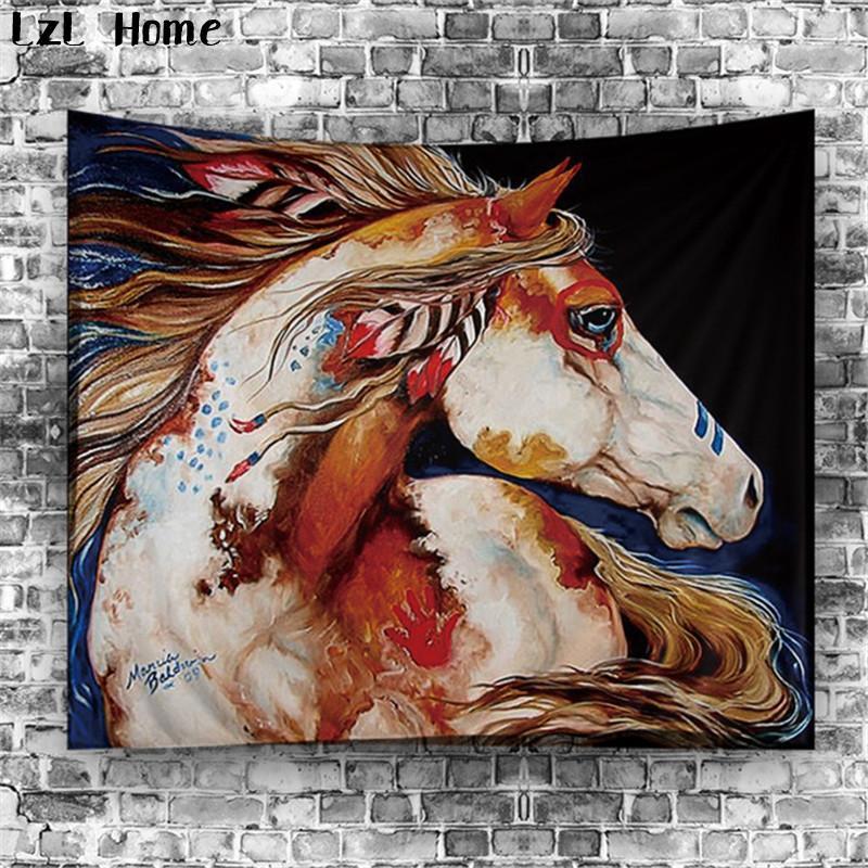 Horse Tapestry Wall Hanging Native American Design LT10 - Wonder Print Shop