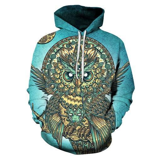 Green Owl Native American indian 3D SweatshirHoodie Pullover LT10 - Wonder Print Shop