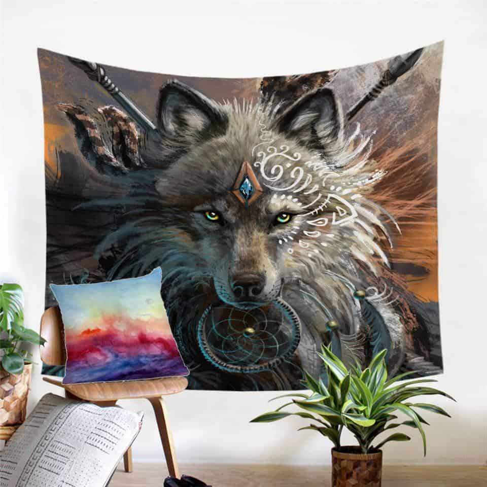 wolf-warrior-wall-hanging-tapestry-native-american-design