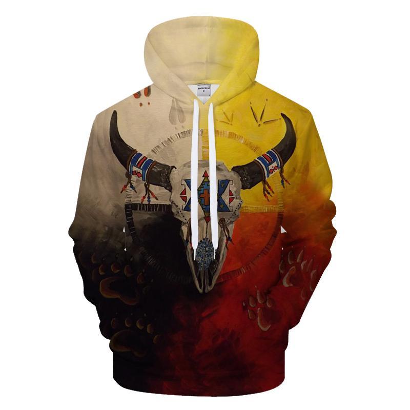 Native American 3D Bison Skull Unique Hoodies LT10 - Wonder Print Shop