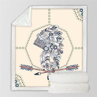 Tribal feather blanket, multicolor native headdress center graphic with decorative border