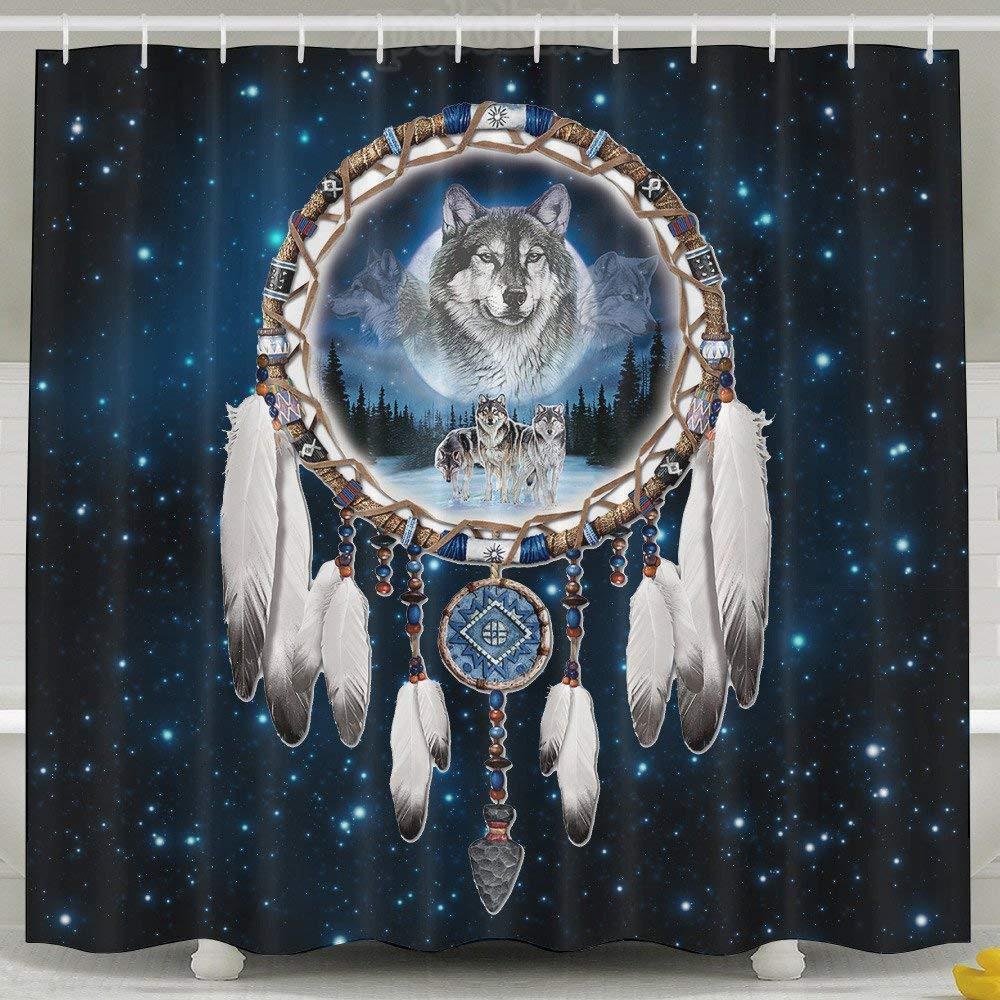 indian-catcher-wolf-shower-curtain-fabric-shower-curtain-set