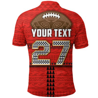 Custom Polynesian Bowl polo shirt, rot, Rückseite mit YOUR TEXT und Zahl 27