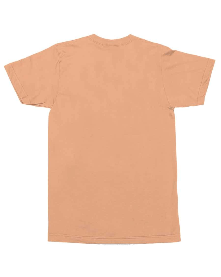 Peach/tan plain T-shirt back, short sleeves and crew neck