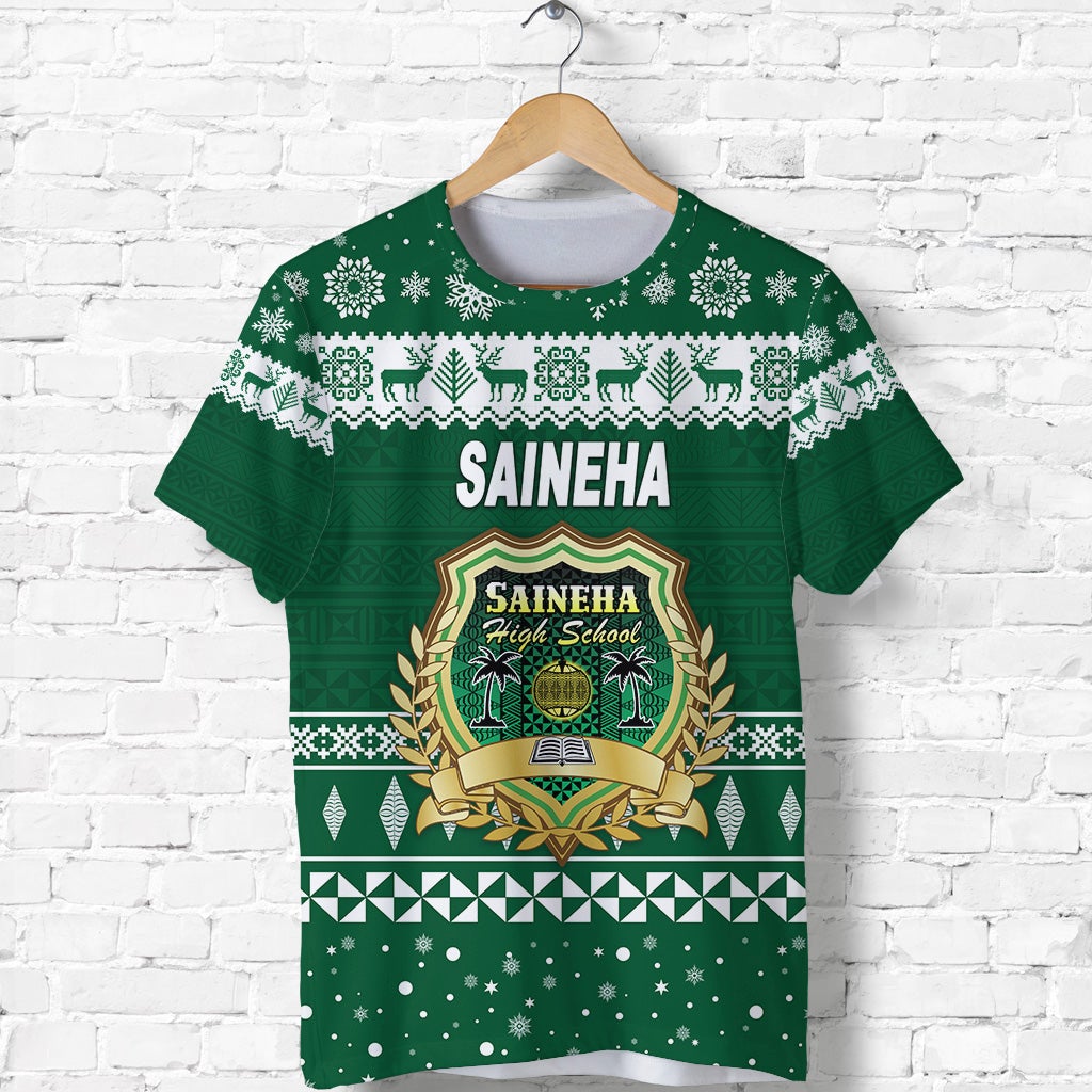 custom-personalised-saineha-high-school-christmas-t-shirt-simple-style