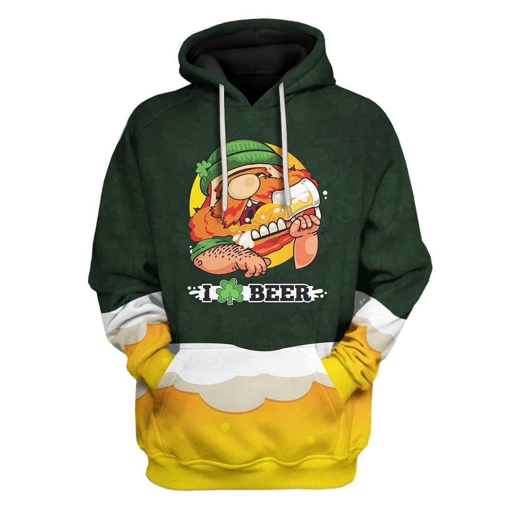 St Patricks Day Hoodie I Love Beer LT8 - Wonder Print Shop