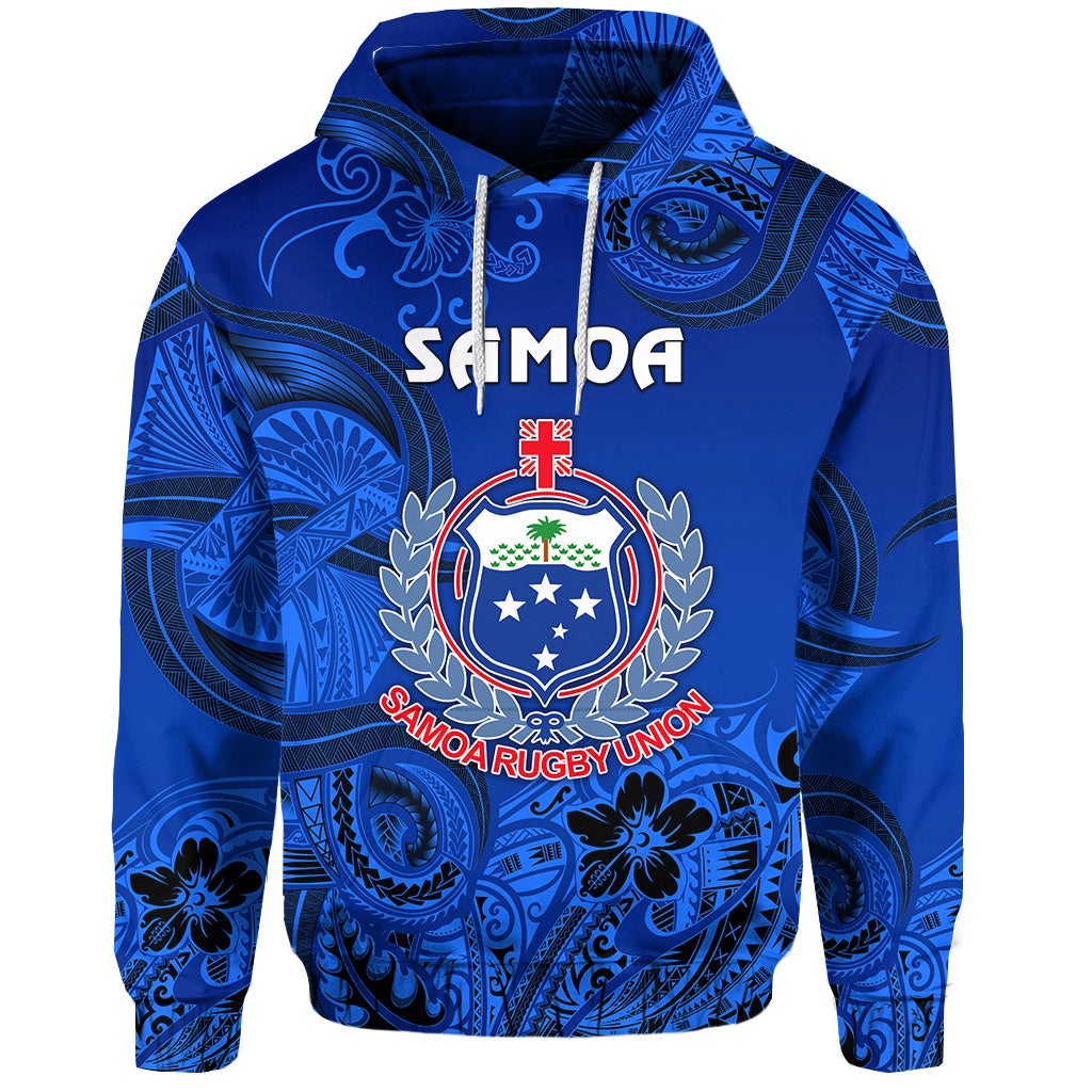 Custom Samoa Manu Hoodie Rugby Unique Style Full Blue LT8 - Wonder Print Shop