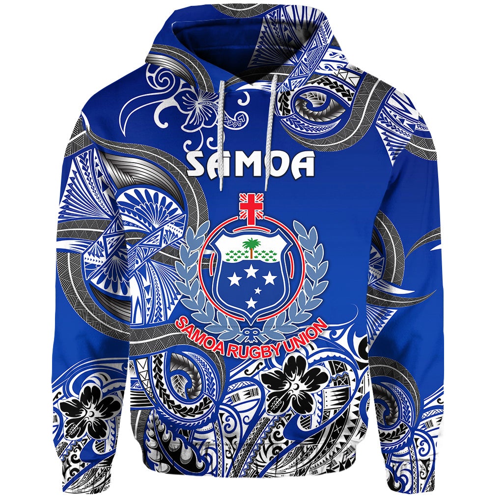 Custom Samoa Manu Hoodie Rugby Unique Style Blue White LT8 - Wonder Print Shop