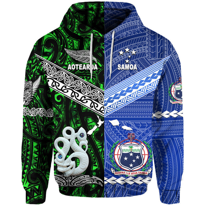 Custom Samoa And New Zealand Hoodie Together Green LT8 - Wonder Print Shop