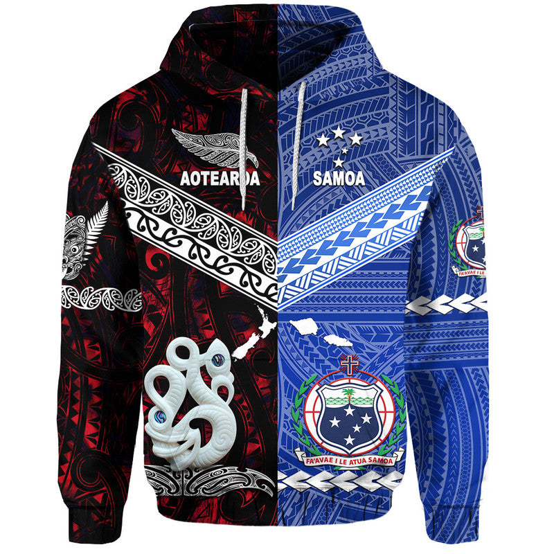 Custom Samoa And New Zealand Hoodie Together Red LT8 - Wonder Print Shop