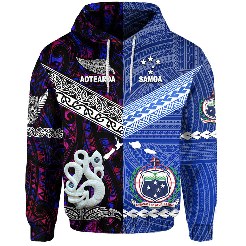 Custom Samoa And New Zealand Hoodie Together Purple LT8 - Wonder Print Shop