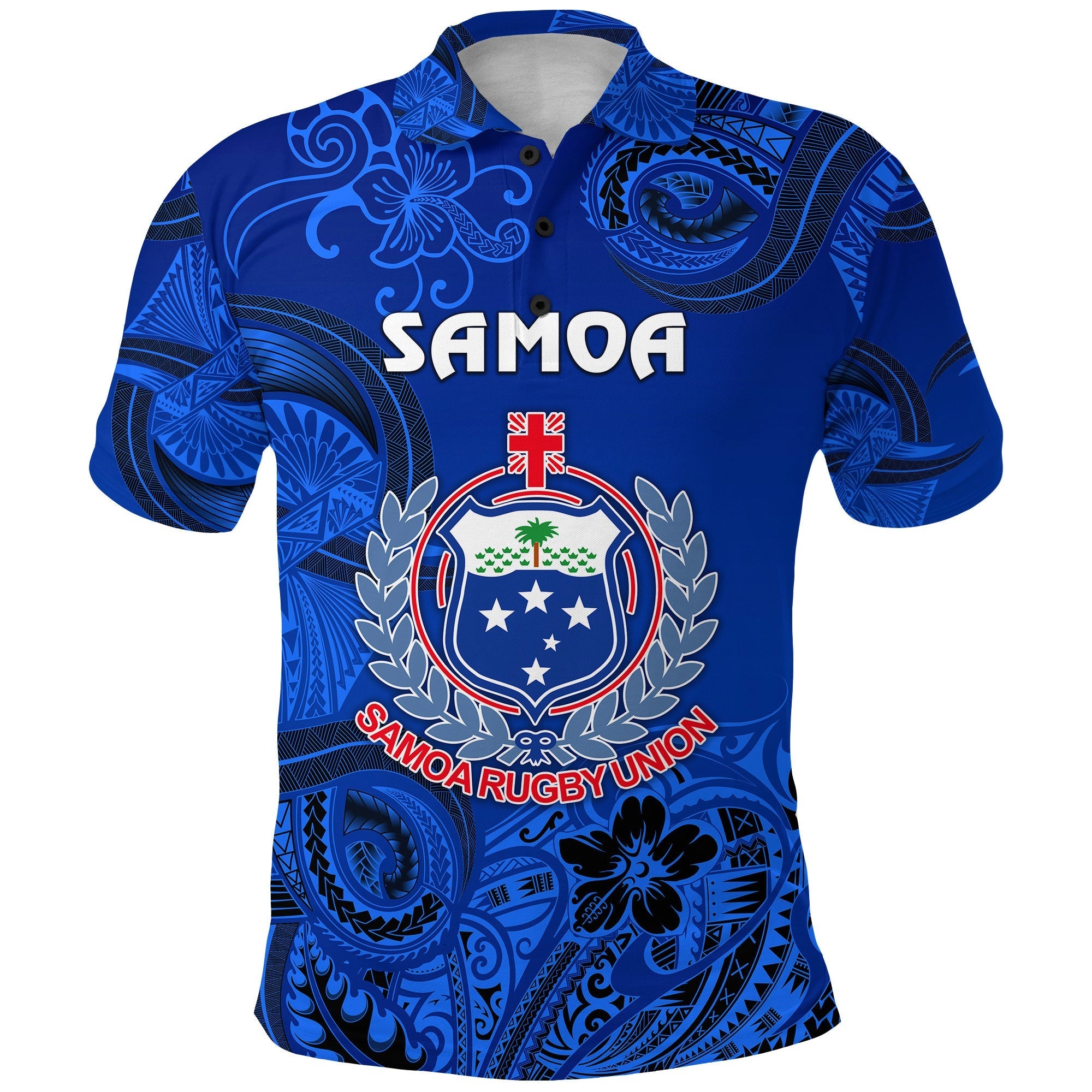 Samoa Manu Polo Shirt Rugby Unique Style Full Blue LT8 - Wonder Print Shop