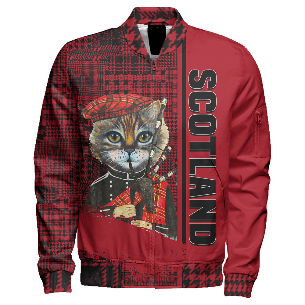 Scotland Cat Bagpipes Sleeve Zip Bomber Jacket RLT12 - Wonder Print Shop