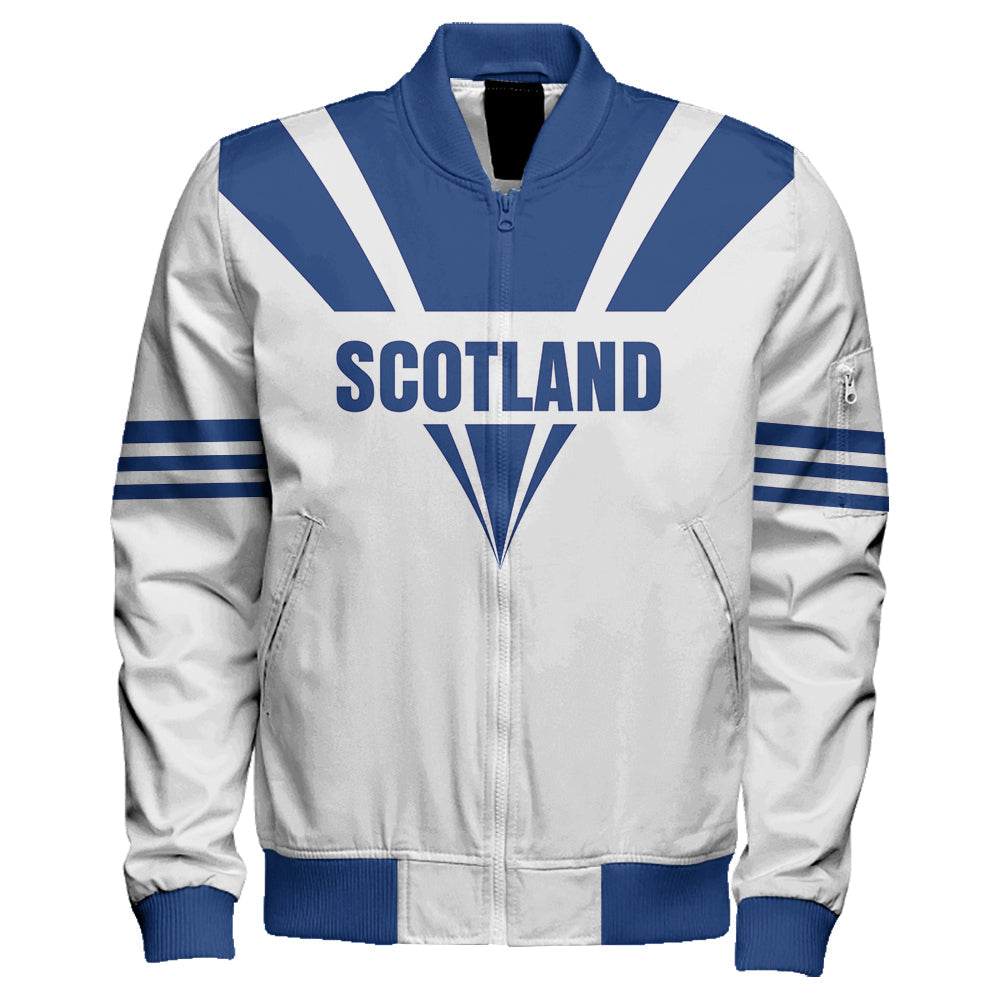 ( Custom Personalized ) Scotland Royal Blue Sleeve Zip Bomber Jacket RLT12 - Wonder Print Shop