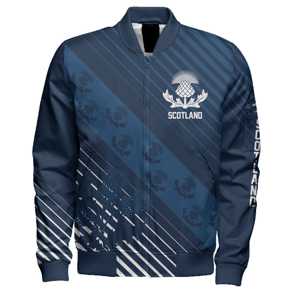 Scotland Thistle Classic Sleeve Zip Bomber Jacket RLT12 - Wonder Print Shop