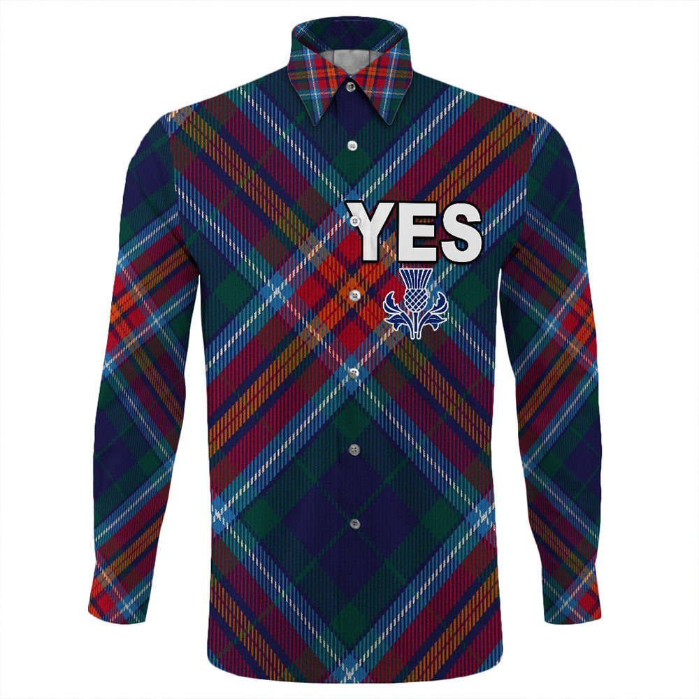 Scotland Tartan Yes Long Sleeve Button Shirt RLT12 - Wonder Print Shop