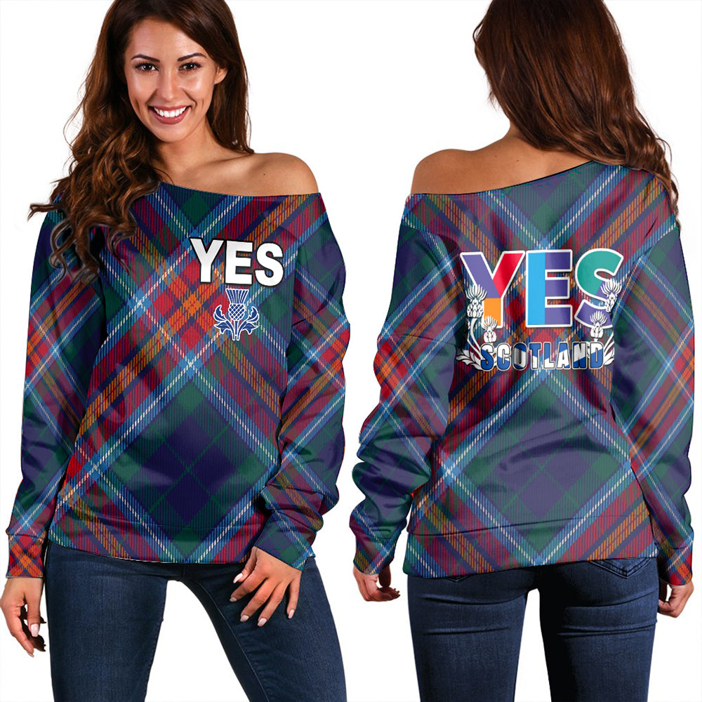 Scotland Tartan Yes Women Off Shoulder Sweater RLT12 - Wonder Print Shop