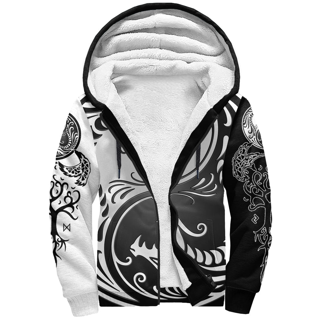 Viking Sherpa Hoodie - Ying Yang Dragon RLT12 - Wonder Print Shop