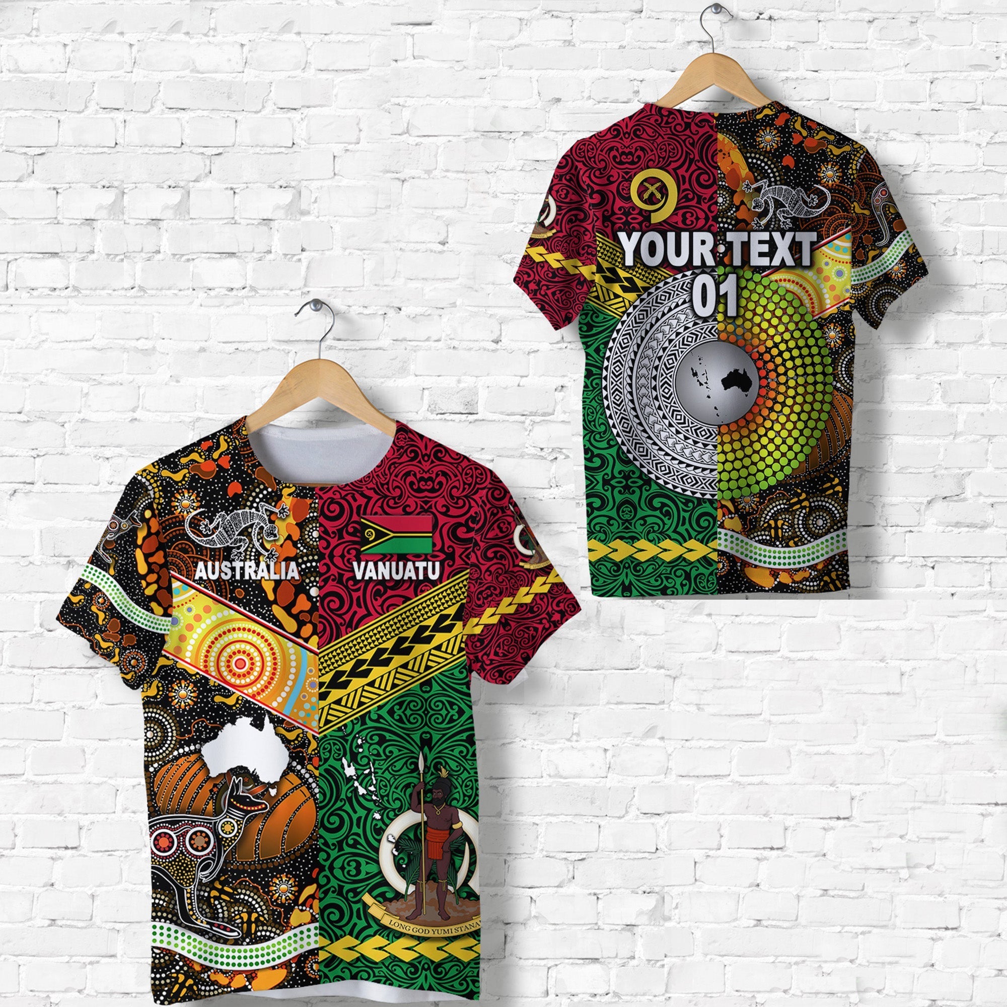 Custom Vanuatu And Australia T Shirt Together LT8 - Wonder Print Shop