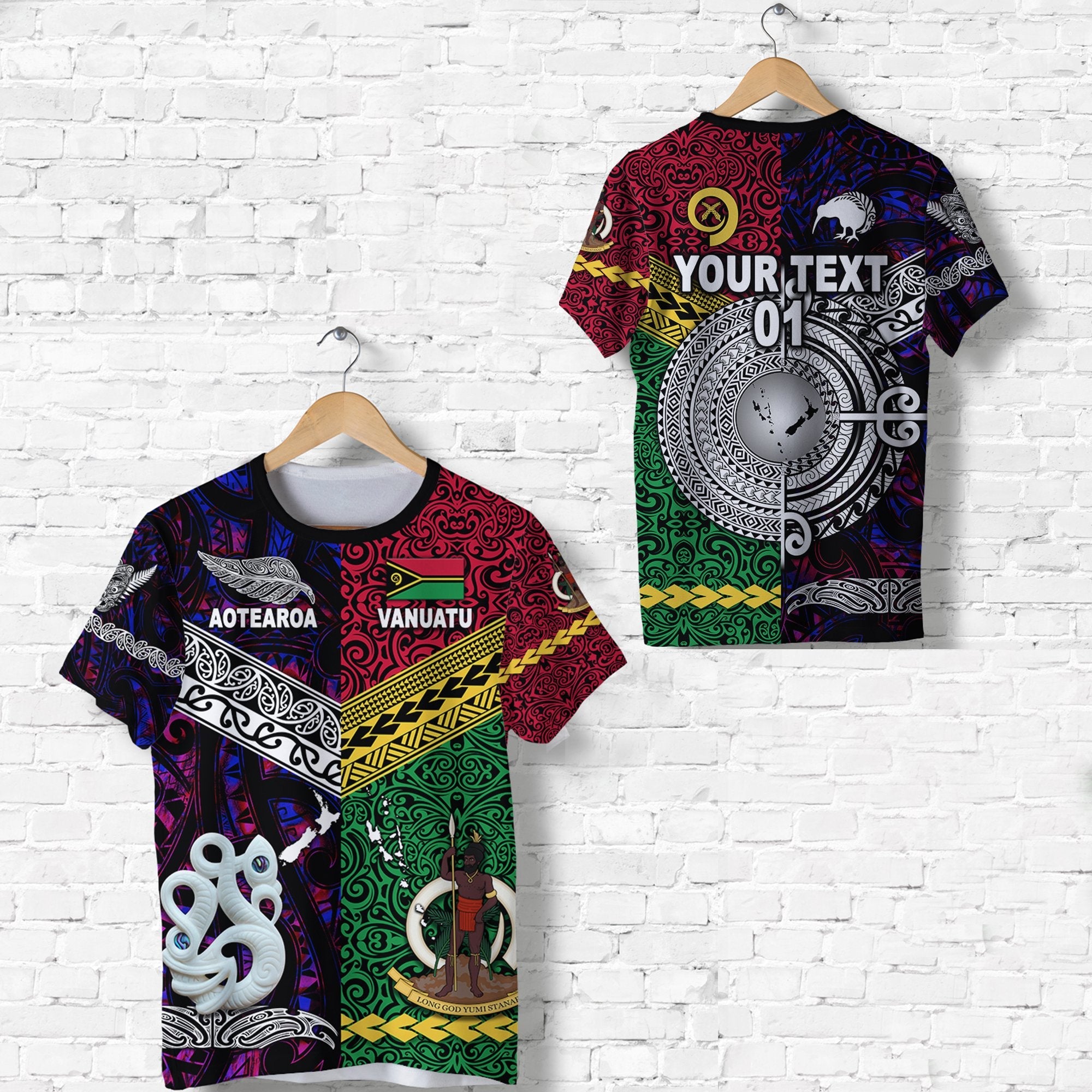 Custom Vanuatu And New Zealand T Shirt Together Purple, Custom Text And Number LT8 - Wonder Print Shop