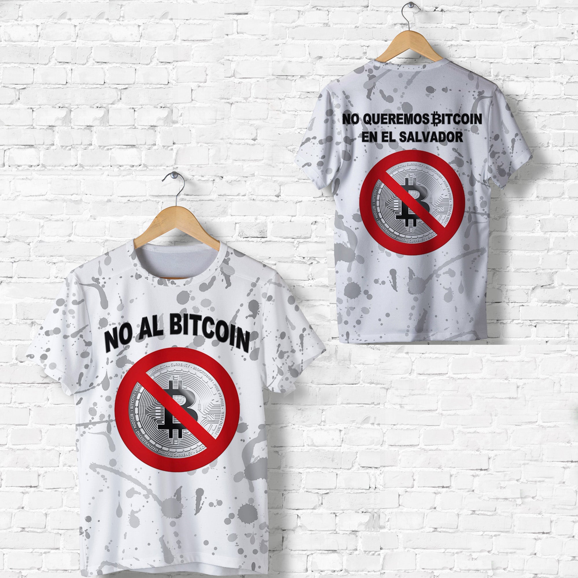 El Salvador T Shirt No Al Bitcoin Art Style White LT8 - Wonder Print Shop