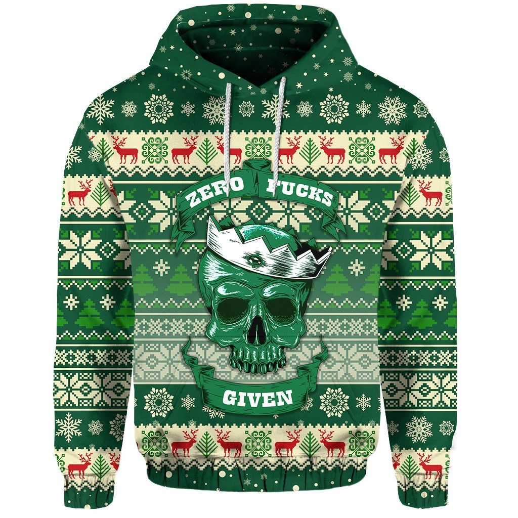 Skull Christmas Hoodie Green LT8 - Wonder Print Shop