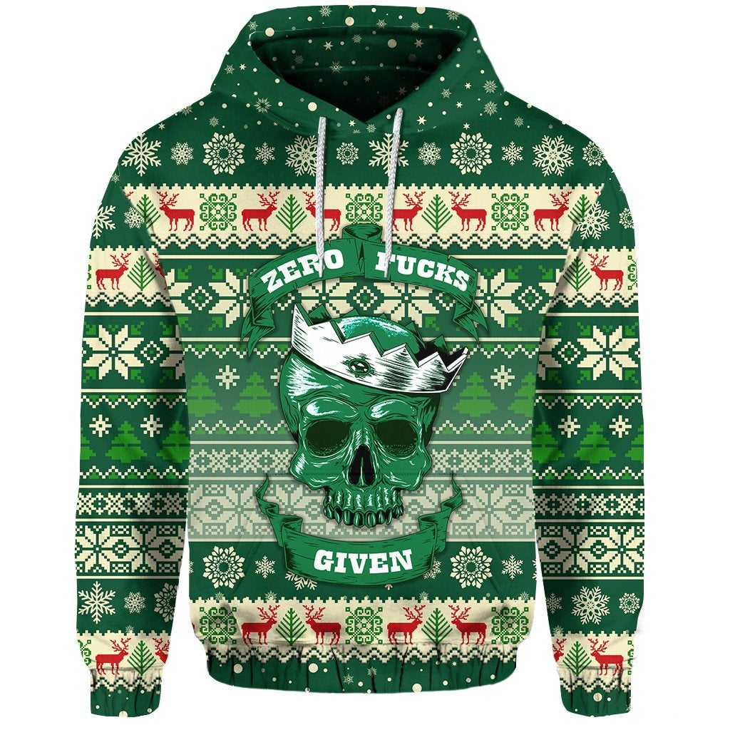 Skull Christmas Hoodie Green LT8 - Wonder Print Shop