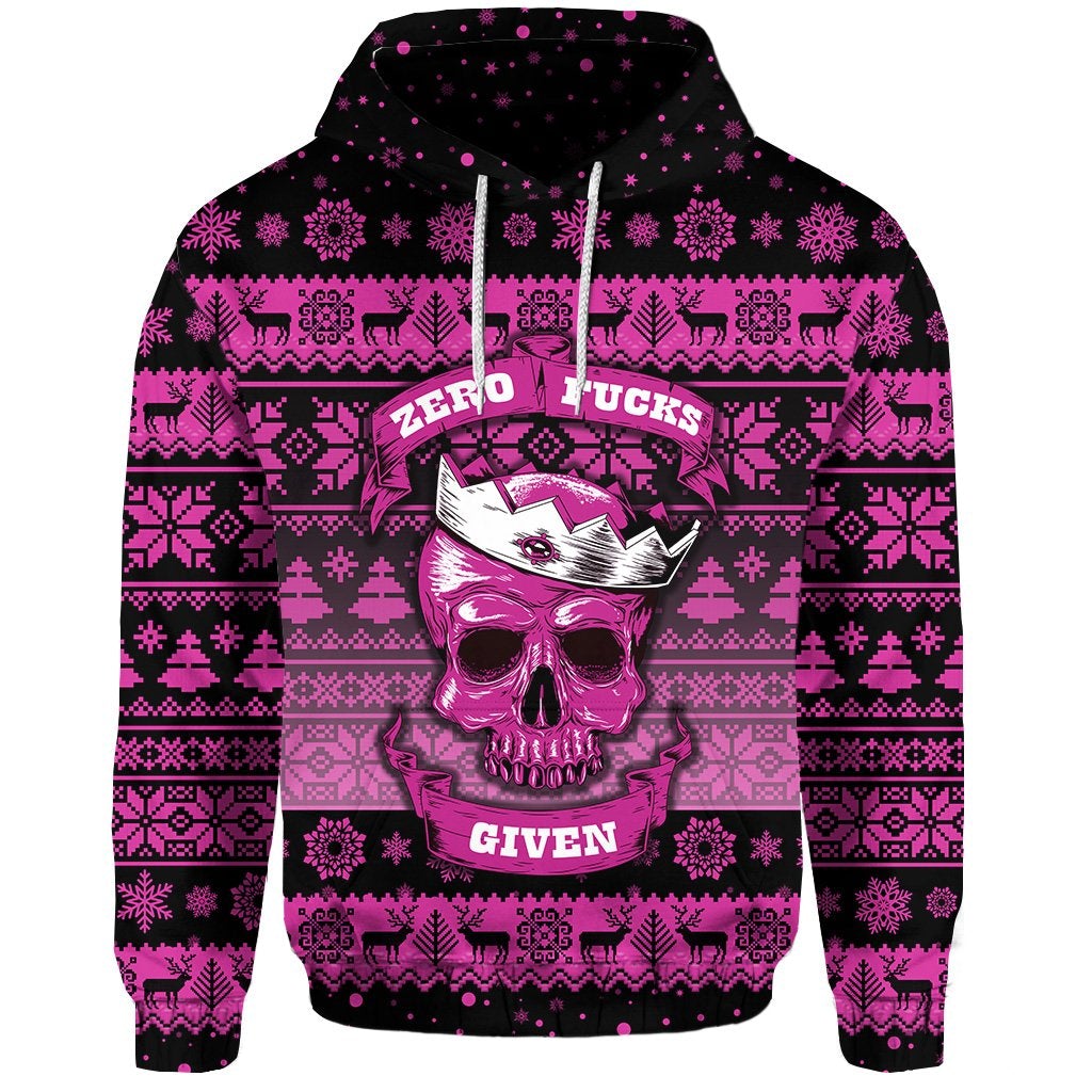 Skull Christmas Hoodie Pink LT8 - Wonder Print Shop