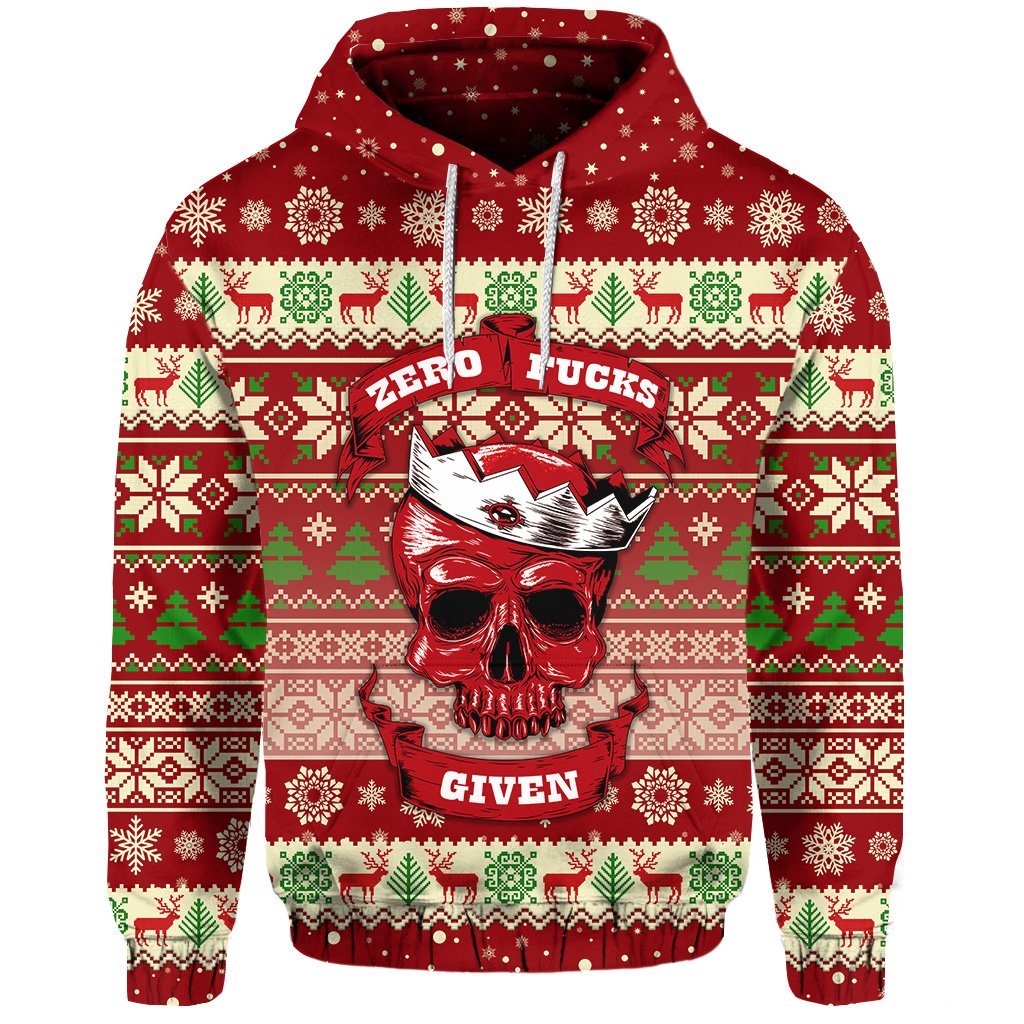 Skull Christmas Hoodie Red LT8 - Wonder Print Shop